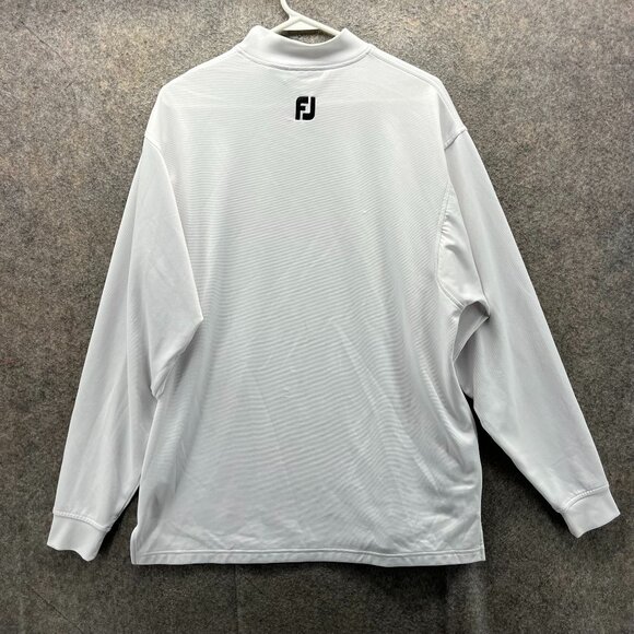 Vintage Footjoy Pullover Men Large White Mock Neck Sweatshirt Athletic Golf - Picture 2 of 11